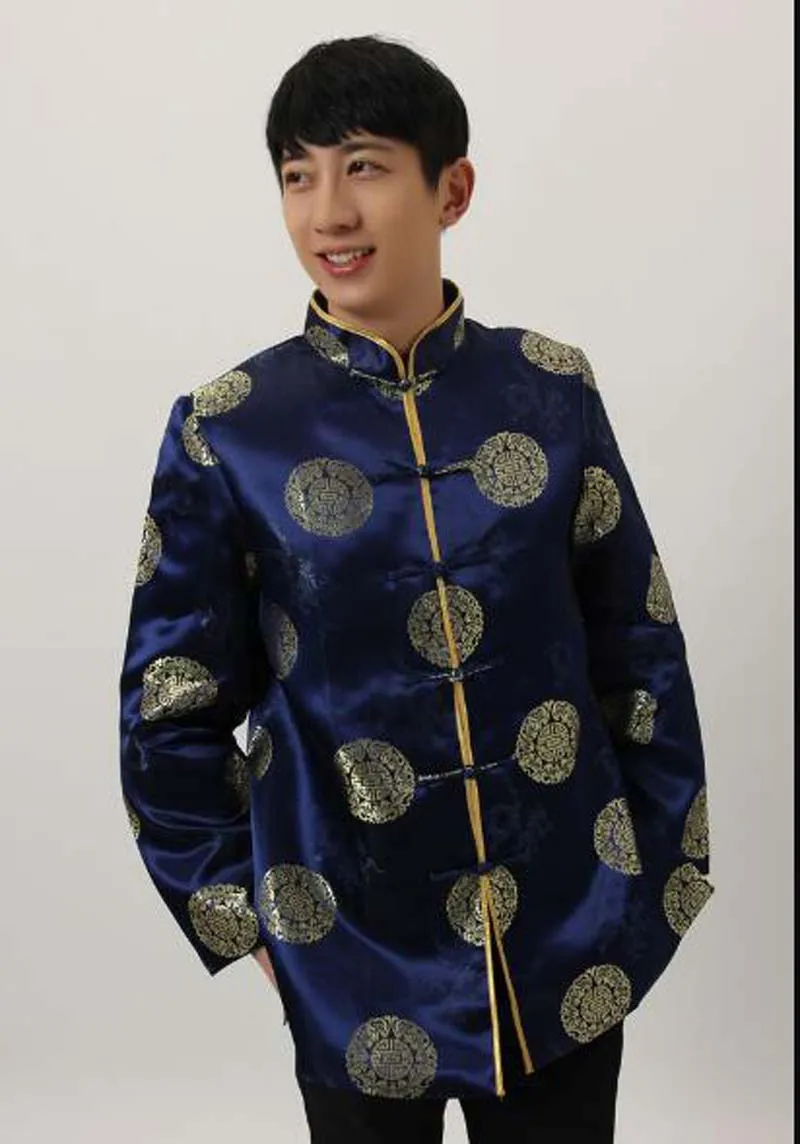 Hot Sale Chinese Tang Suit Men Tradtional Silk Satin Jacket Kung Fu Coat Casual Clothing Birthday Party Jackets Size S-XXXL