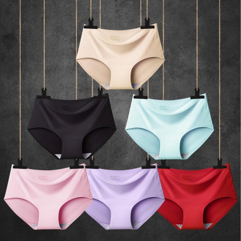 

Sexy Panties Women's Set Panties Seamless Panties Solid Female Underwear Fashion Mid-Rise Silky Ladies Briefs Panties Sexy