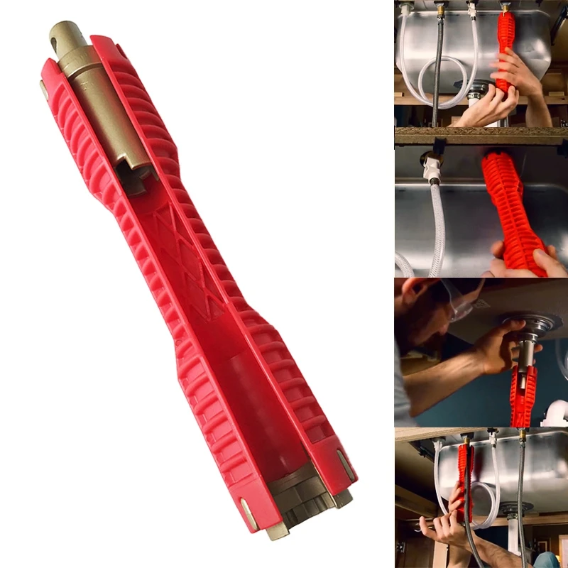 

2018 New Faucet and Sink Installer Extra-long design lets turn tool Red