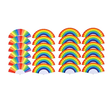 

18 Pcs Rainbow Fans Rainbow Folding Fans Colorful Hand Held Fan Summer Accessory for Rainbow Party Decoration, 12 Pcs 23x2.4Cm &