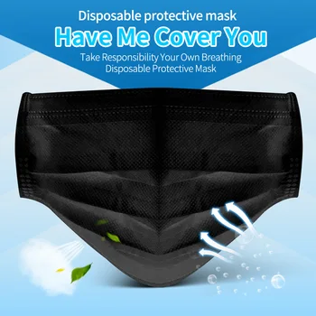 

Mask black non-woven fabric meltblown 3-layer filter disposable adult mask 10/50/100 pieces of outdoor safety dustproof mask
