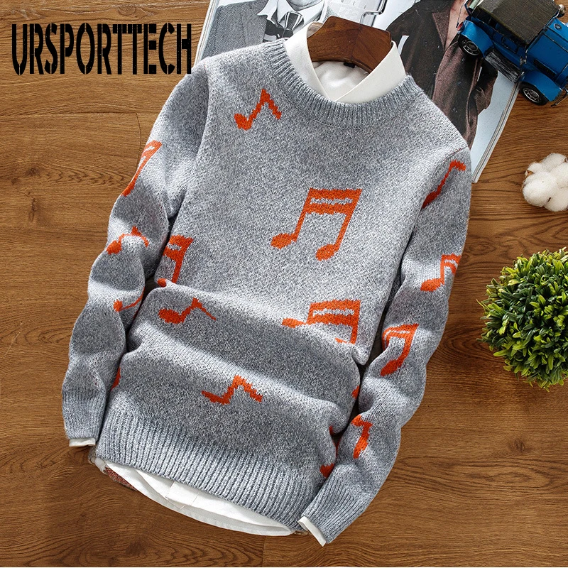 Cena Sweter wysokiej jakości mężczyźni nadruk nut swetry Slim Fit O Neck swetry męskie ubrania 2019 swetry na długi rękaw dla mężczyzn