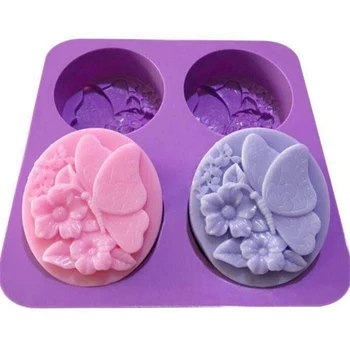 

3D DIY baking fondant silicone mold 4 even butterfly love flower soap mould chocolate cake decorating tools