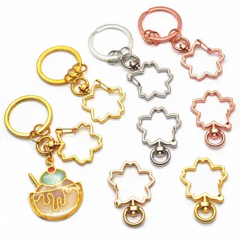 

Sakura Shape Key Chain Hollow Crystal Frame Metal Frame Pendant Charm Bezel Setting Cabochon Setting UV Resin Jewelry Making