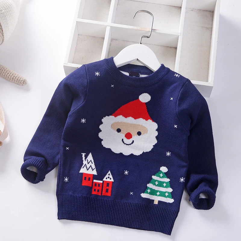 Г. Осенне-зимние свитера для мальчиков; Рождественский толстый детский вязаный пуловер с Санта-Клаусом; джемпер; свитер для маленьких мальчиков