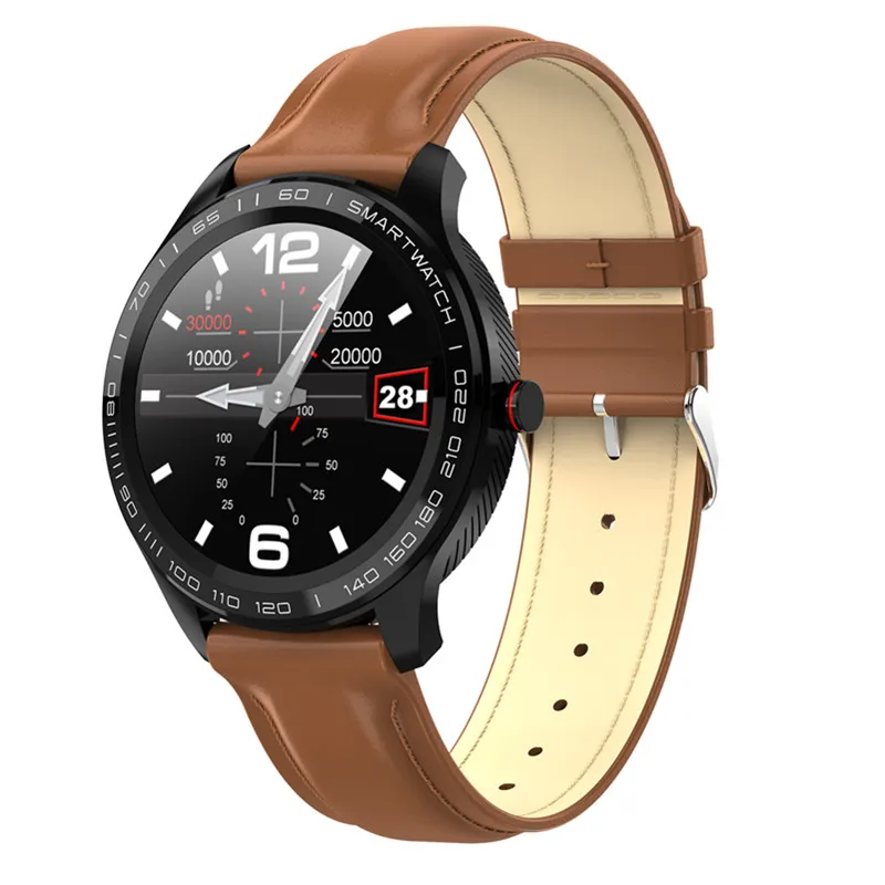 L9 мужские Смарт-часы ЭКГ+ PPG сердечный ритм кровяное давление кислородный трекер Bluetooth часы IP68 Водонепроницаемые бизнес умные часы VS L5 - Цвет: Brown-leather