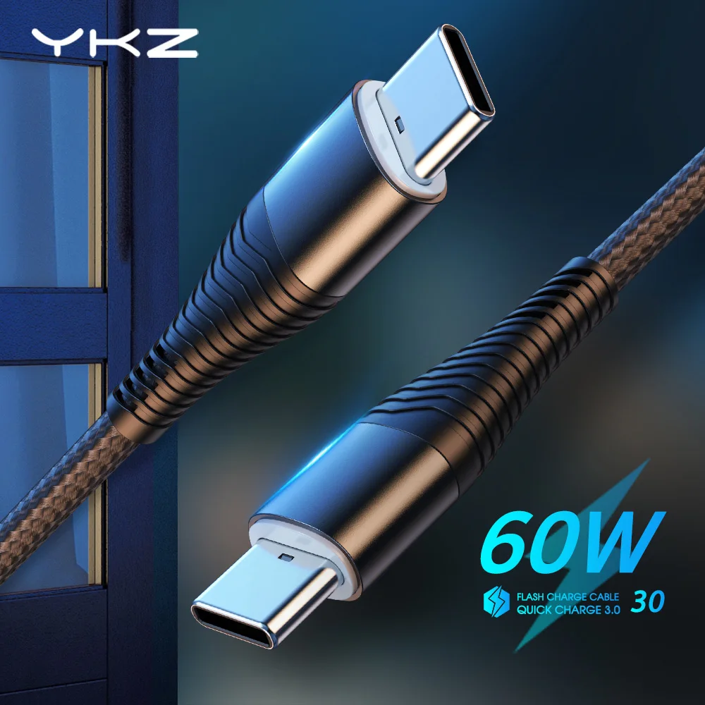  YKZ 60 Вт USB Type C к USB Type C кабель USB C быстрое зарядное устройство провод шнур PD USBC Type c кабель 20 в/3A для Samsung Plus Xiaomi Macbook 