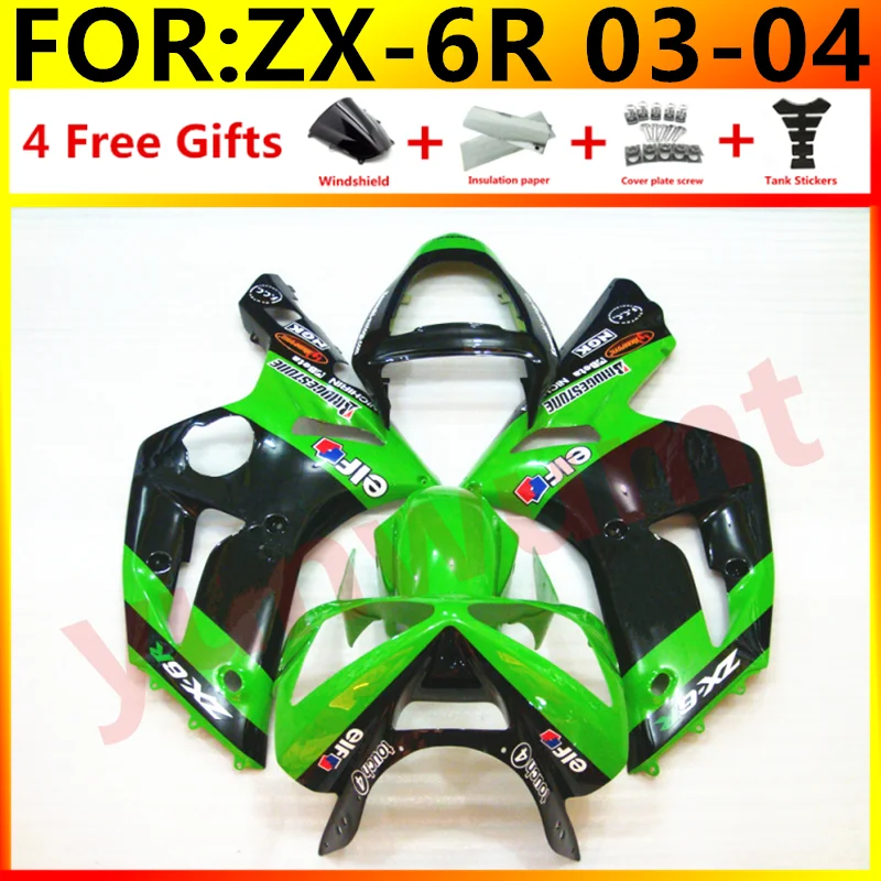 New Style ABS Motorcycle Fairings kit Fit for kawasaki Ninja ZX-6R 636 ZX6R 2003 2004 03 04 Bodywork fairing set black green | Автомобили