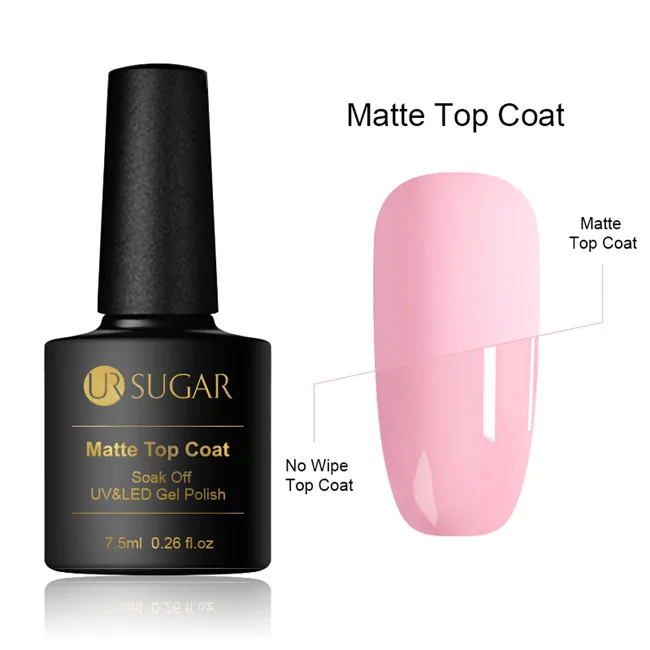 matte top coat Ur Sugar 7,5 мл матовый цветной УФ-гель для ногтей чистый лак для ногтей матовое верхнее покрытие замачиваемый Гель-лак для дизайна ногтей маникюрный лак основа сделай сам - Цвет: matte top coat