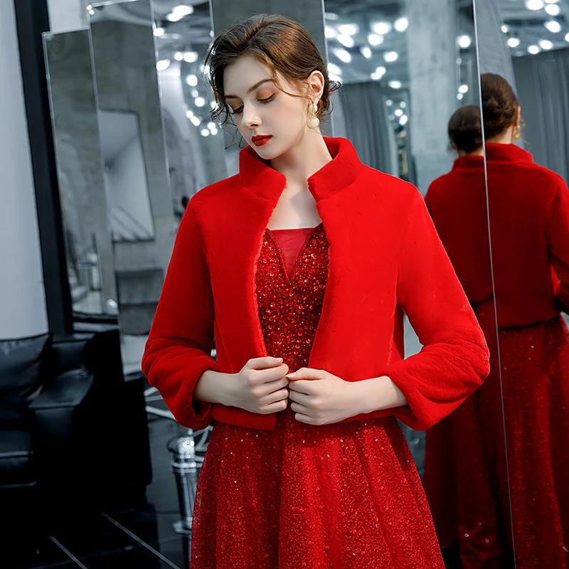 

2020 New Wedding Jackets Wrap Red Universal Cold Protection Shawl Elegant Cape Luxury Bolero Women