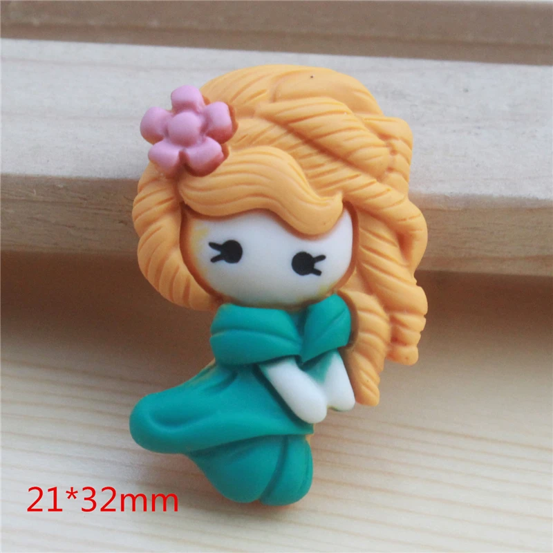 20Pcs Cartoon Mermaid Cute Hair Clips Mickey Resin Princess DIY Resin Baby Headbands Mini Pattern Applique Headwear Accessories
