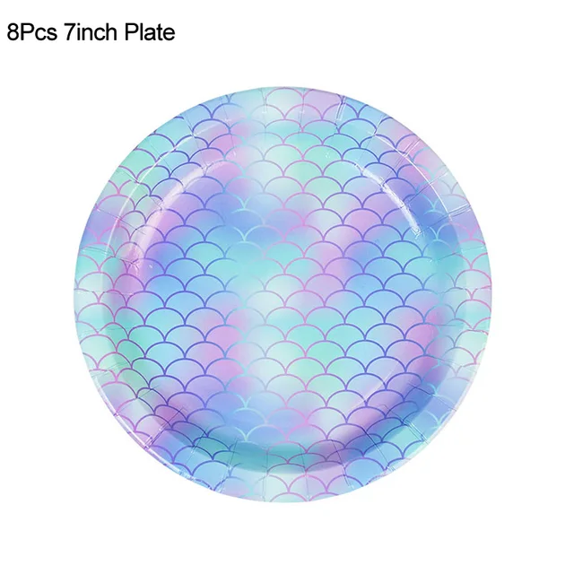 Little Mermaid Party Balloons 32inch Number Foil Balloon Kids Birthday Party Decoration Supplies Baby Shower Decor Helium Globos 8pcs 7inch plate