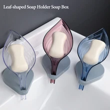 Leaf-shaped Soap Dish Box Soap Holder Drain Rack Toilet Soap Box Perforated Free Standing Suction Cup Travel Bathroom Accessorie