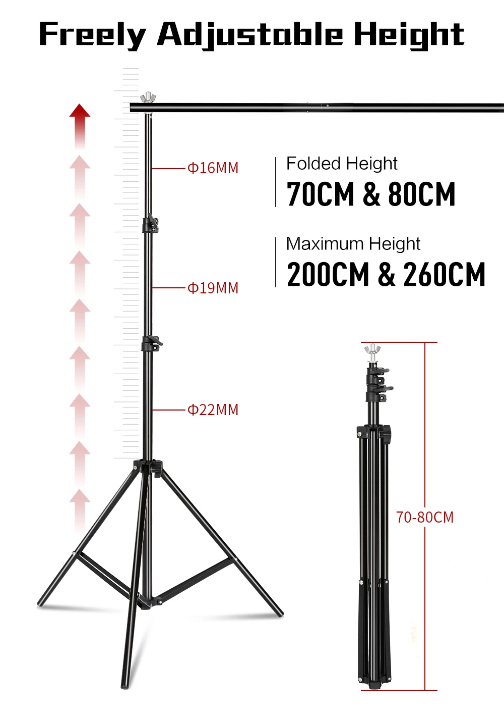 Backdrop Kit, suporte com bolsa de transporte para músculos, papel e tela