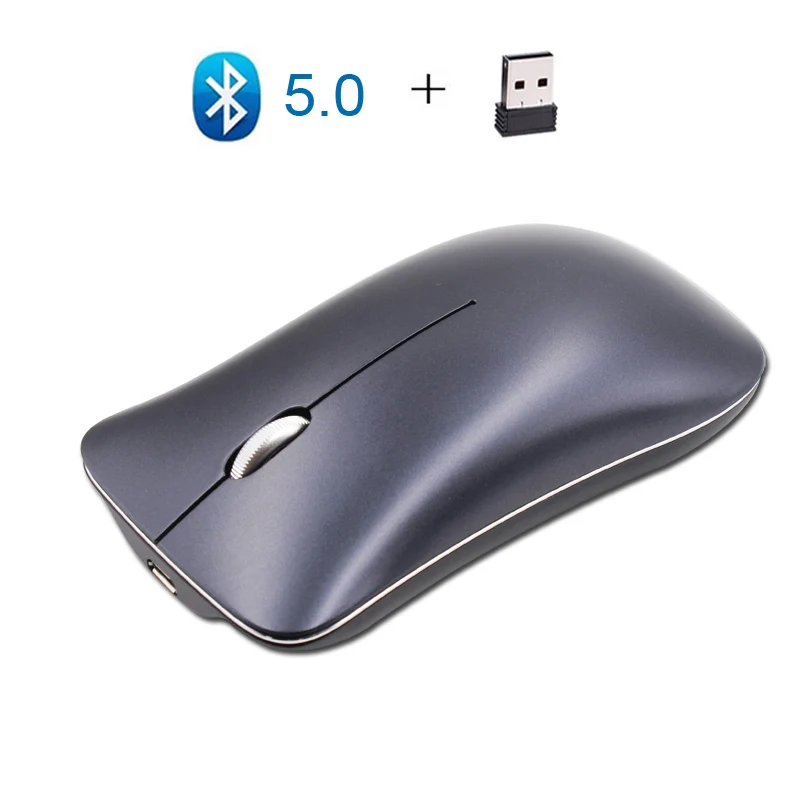 

Cliry Wireless 2.4G+Bluetooth 5.0 Dual Three Mode Mouse Aluminum Alloy 1600 DPI Ultra-thin Recharge Portable best Optical Mice