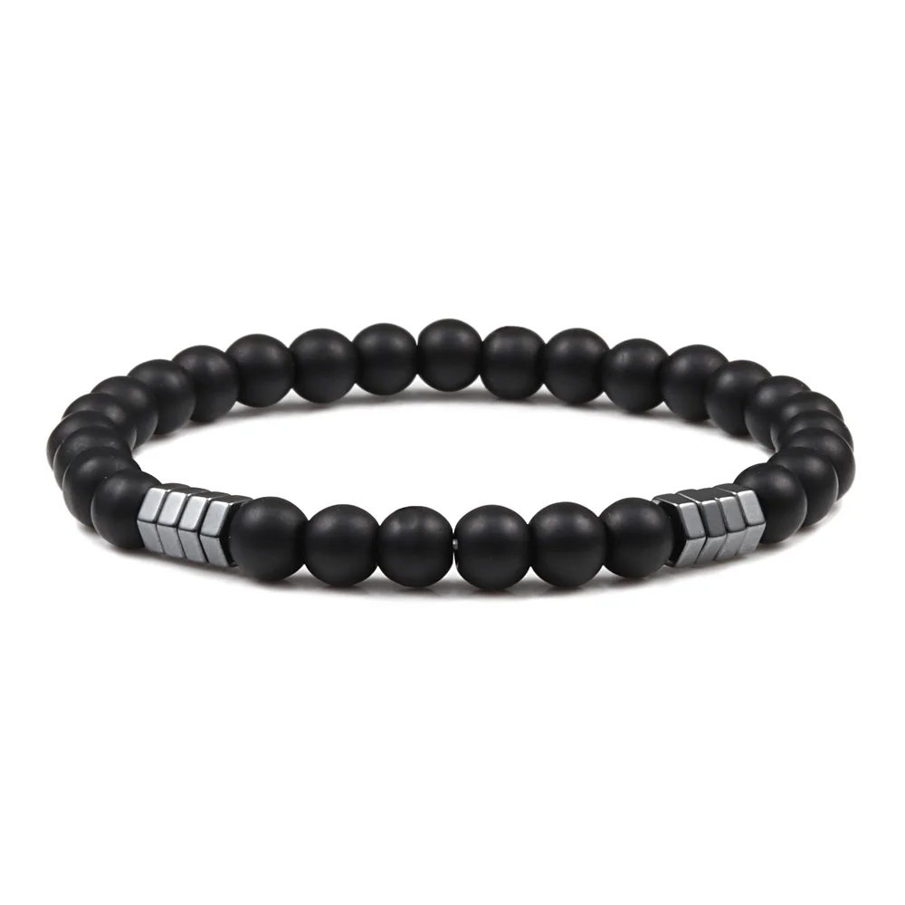 Matte Black 6 мм Модный Роскошный тонкий мужской браслет гематит тигровые глаза натуральные очаровательные каменные бусины ручной работы мужские браслеты энергетическая Йога молитва Мужские аксессуары ювелирные изделия подарок - Окраска металла: Matte Black
