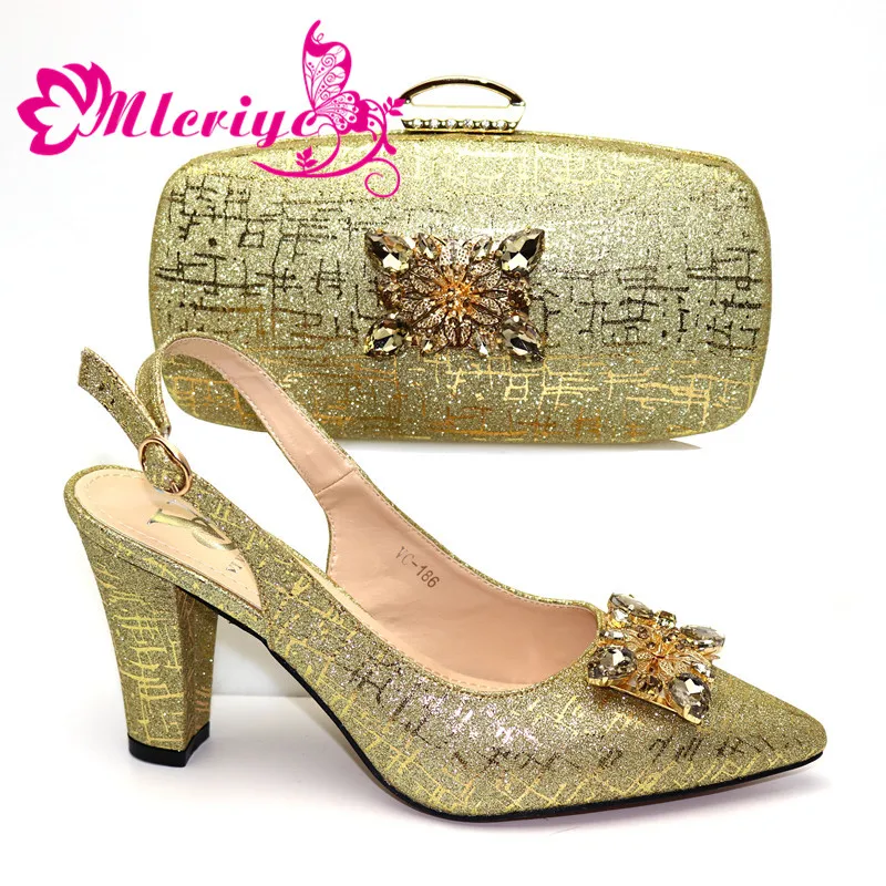 

nice looking gold African Shoes And Bag Set For Party High Quality Italian Ahoes And Bags To Match Women