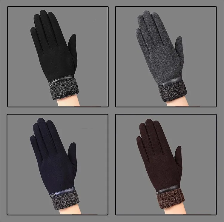 Men Winter Gloves Luxury Leather Moto Guantes PU Patchwork Thick Gloves Male Motocicleta Thermal Warm Gloves anti-skid