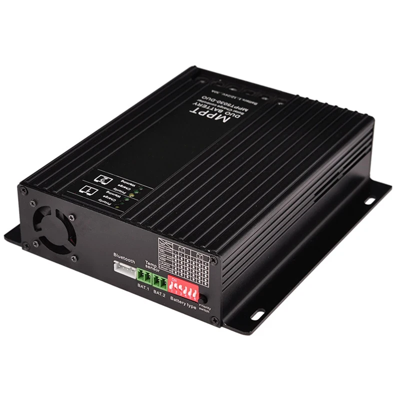 30A MPPT Controller Support Bluetooth APP LCD 12V/24V for Lead-acid Lithium Dual Battery Solar Charger Controller MPPT 30A