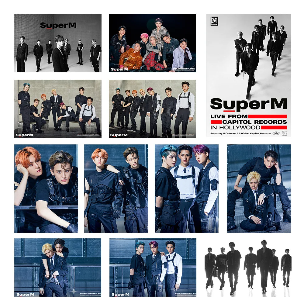 Белый K-POP супер м SuperM(TAEMIN EXO NCT WAY) Сеул всплывающее окно официальная ограниченная фото CARD 12 шт./компл - Цвет: Белый