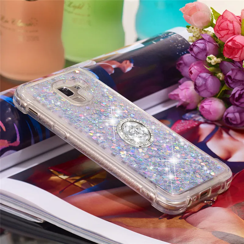 Для samsung Galaxy J3 J4 J6 J7 Алмазный перстень чехол для телефона противоударный мягкий силиконовый защитный чехол - Цвет: silver