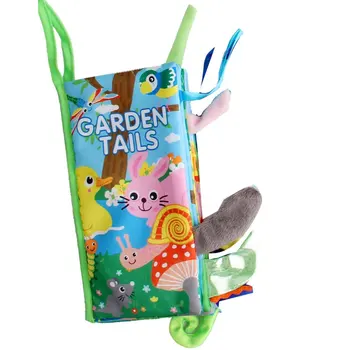 

OCDAY Animal tails Baby Cloth Books Soft Toys ring paper Fabric Book Hanging Crib Educational Cartoon Infant NEWborns Book Toys