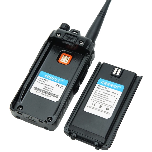 2020 abbree ar-f3 walkie talkie 8w uhf vhf 220-260mhz tri-band 2 antenns ham 10km long range two way radio for hunting hiking