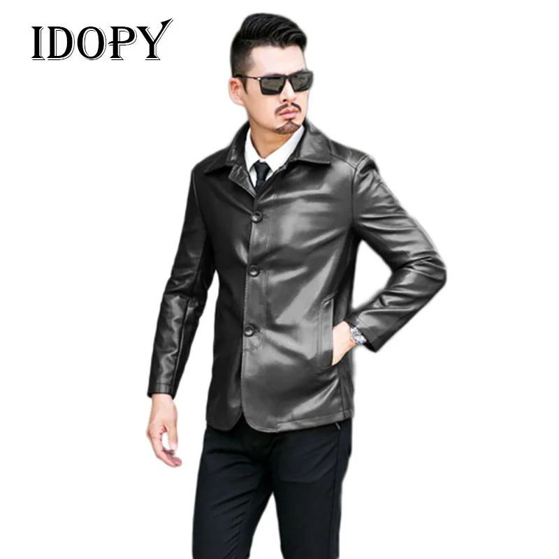 

Idopy Leather Jacket Mens Faux Leather Jacket Business Casual Outerwear Motorcycle Jackets for Male