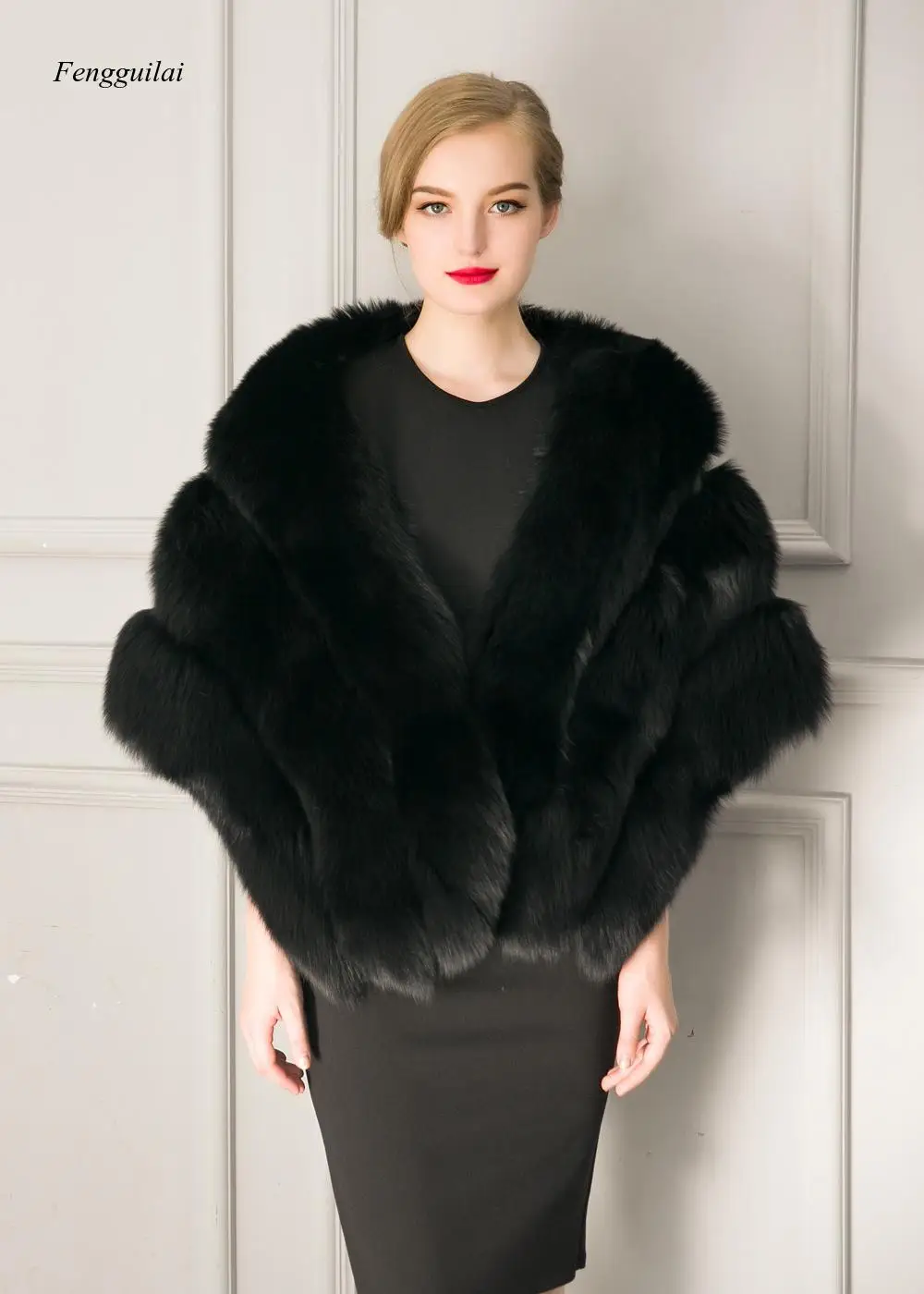

Hot Selling Beaver Rabbit Hair Shawl Imitation Mink Fur for Women