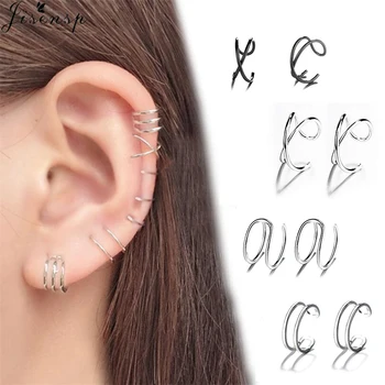 

Jisensp Punk Cross Helix Piercing Earings Orelha Simple Cuff Non Pierced Retractable Earrings Studs Gifts for Teenage Girls