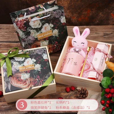 full set C Подарок на день рождения для подруги бойфренда розовый синий керамическая чашка носовой платок брошь на День Благодарения Рождество подарки на свадьбу - Цвет: full set C