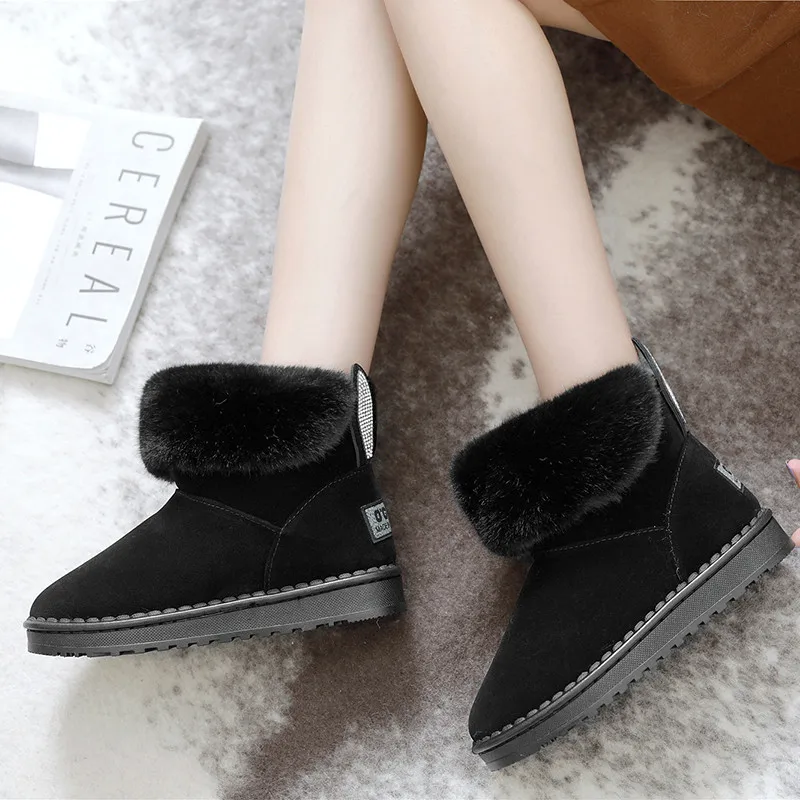 ERNESTNM Winter Boots Women 2019 Botas Mujer Warm Plush Ankle Boots for Women Slip-On Fur Booties Snow Boots Women Winter Shoes