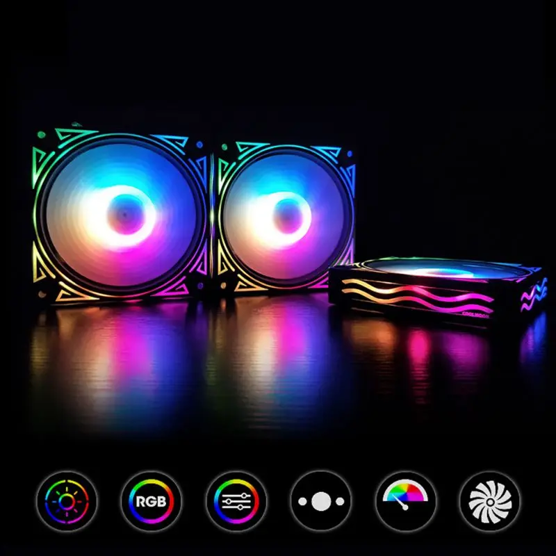 RGB Вентилятор охлаждения шасси настольного компьютера бесшумный волшебный цвет меняющий вентилятор с контроллером