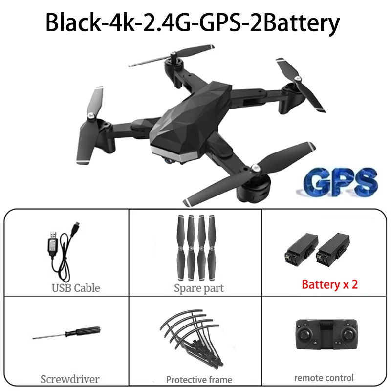 Квадрокоптер C53 gps Дрон с 4K HD камерой 5G wifi FPV RC складной Профессиональный вертолет RC дроны игрушка для детей - Цвет: Black 4K 2.4G gps 2B