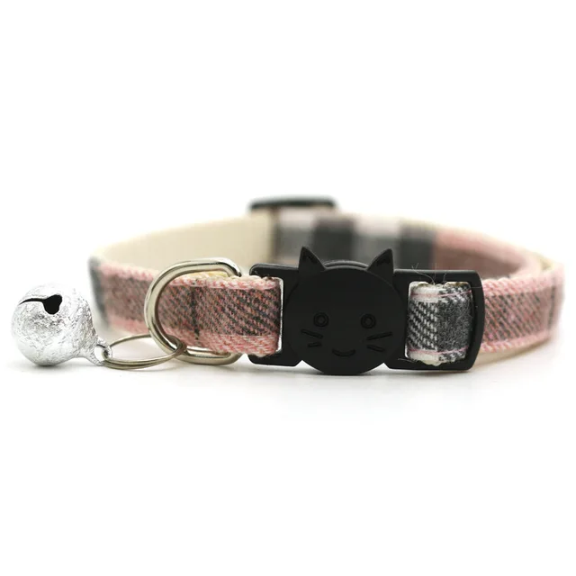 Pet Cat Dog Safety Plaid Cat Collar Buckles With Bell Adjustable  Cat Buckle Collars Suitable Kitten Puppy Accessories Supplies 6