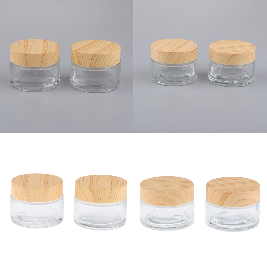 4pcs Round Glass Empty Jars Pot with White Inner Liners & Lids, Prefect for Cosmetics Face Cream Lotion Container, 30g and 50g