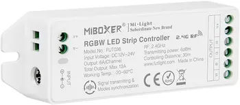 

FUT038 Miboxer RGBW LED Strip Light 2.4GHz RF Wireless Controller Receiver Box DC12-24V.Support 8-zone Control.Remote,Wall Pane