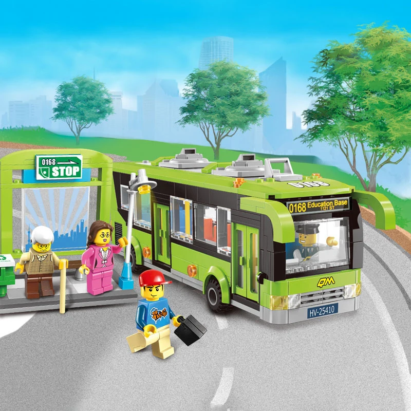 

418PCS City Bus Station Building Blocks Sets Educational Bricks Action Figures Kids Toys