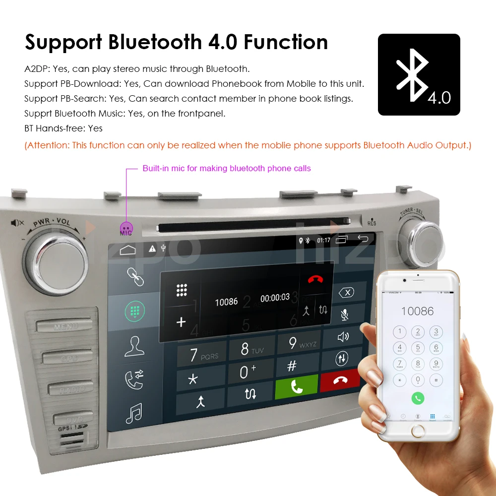 Cheap 2 din 2G+16G 4Core/Android 9.0 HD Stereo IPS TouchScreen Car Autoaudio for Toyota Camry/Aurion 2007-2011 Car Multimedia Player 11