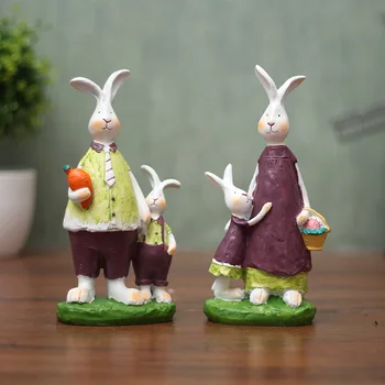 

American Resin Couple Rabbit Decoration Home Decoration Modern Living Room Bedroom Family of Four Desktop Display Birthday Gifts
