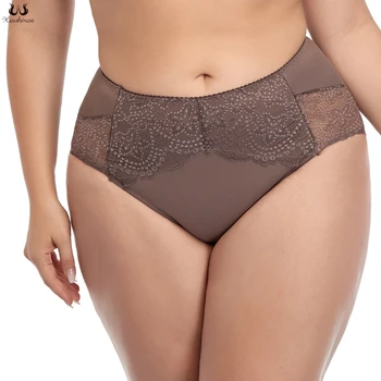 

Xiushiren 2020 Autumn Women's Sexy Lingerie Mid-Rise Female Lace Panties Soft Cotton Brief for Ladies Plus Size Xl-6Xl Underwear