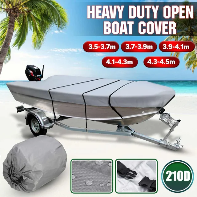 $US $22.90 3.5-4.5m Grey Trailerable Heavy Duty Open Boat Cover Fishing Ski Runabout Waterproof 210D Sunproof 