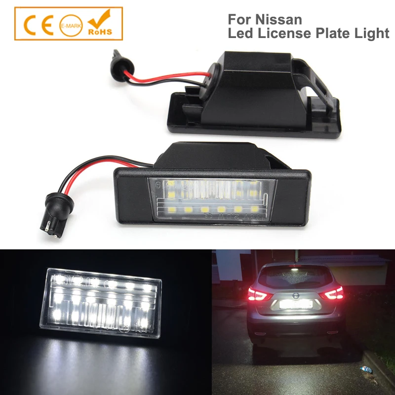 2 шт. светодиодные лампы для номерного знака автомобиля Nissan X-Trail JUKE Qashqai Teana Versa Nismo