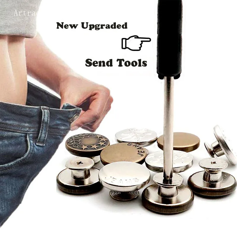 Artracyse-Botones de aleación sin costuras para Vaqueros, botones desmontables de cintura sin clavos, 1/2/5/10 piezas - AliExpress Hogar y jardín