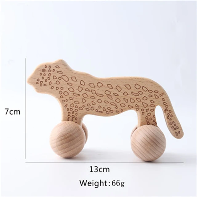 1pc Baby Toys Wooden Car Beech Animal Elephant Montessori Toys Wooden Rattle Girl Boy Blocks BPA Free Educational Baby Products 3