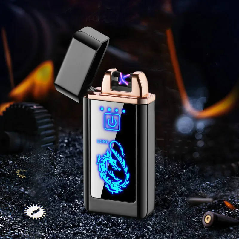 

New Plasma Lighter Electronic Lighter Cigarette Lighter For Smoking Usb Metal Windproof Charge Double Arc Lighter Personality