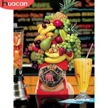 

HUACAN 5D Diamond Painting Dog Fruit Mosaic Handmade Embroidery Cross Stitch Animal Home Decor Diamond Art