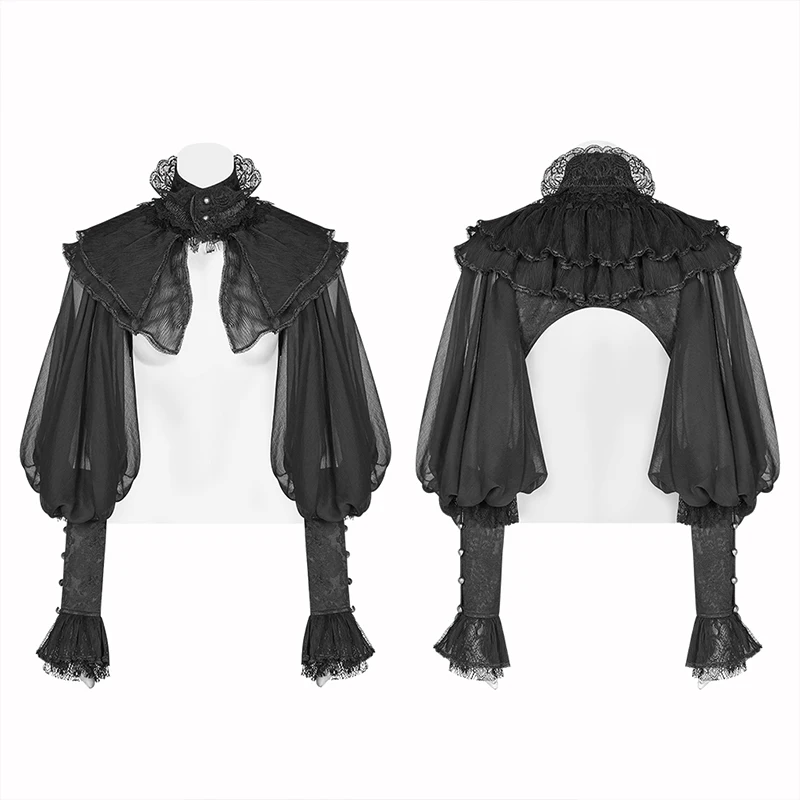 

PUNK RAVE Women Gothic Lolita Puff Sleeve Sexy Short Cloak Evening Party Women Steampunk Retro Party Cape Coat