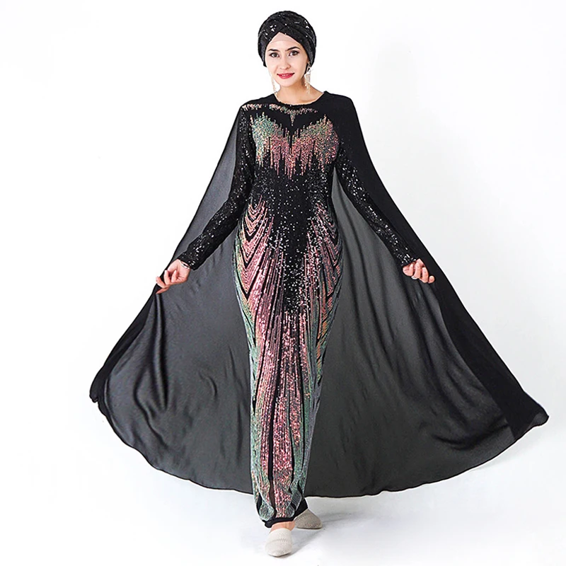 Muslim Dress Party Sequin Dubai Abaya Soiree Turkish Evening Hijab Dresses Islam Clothing Abayas For Women Caftan Kaftan Kleding Buy At The Price Of 41 80 In Aliexpress Com Imall Com