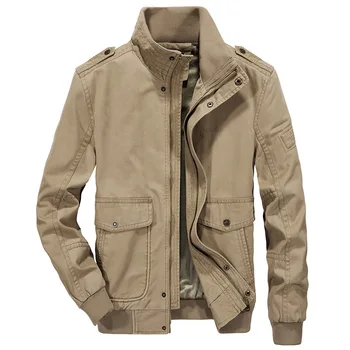 

2020 Autumn and Winter Plus Velvet Outdoor Jacket Men's Casual Large Size Stand Collar Military Uniform Jacket Cotton Jacket